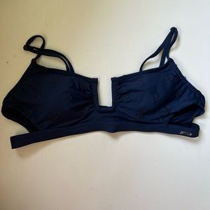 Navy Embroidered Bikini Top
